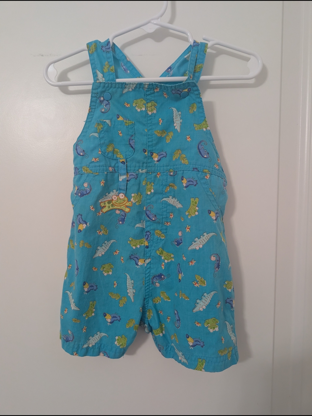Vintage Turquoise Lizard, Alligator, And Frog‎ Print Overalls